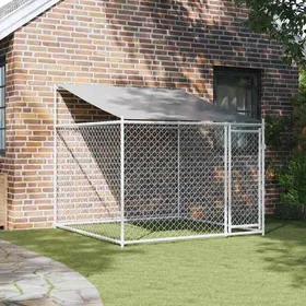 Meilleurs prix pour Enclos/Chenil d'Extérieur - KIMMY - Cage pour chien avec toit et porte gris 2x2x2 m acier galvanisé - shop16969546