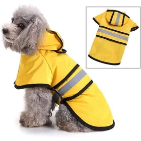 Meilleurs prix pour Manteau imperméable pour chien - DOK - Réfléchissant - Capuche - Trou de laisse - Léger - Réglable - Poncho - Jaune - XL