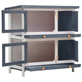 Comparer les prix de SALE 2025""Clapier à lapin MOOD - Clapier d'extérieur - 4 portes Gris Bois Chill339512