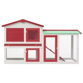 Comparer les prix de Rouge Abri poules/animaux - SARAZYJ - Clapier large dextérieur - Rouge et blanc - 145x45x84cm Bois Hot77904218