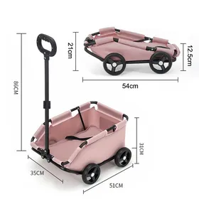 Meilleurs prix pour Poussette pour animaux chariot pour chats et chiens portable et pliable stabilité à quatre roues 51 x 35 x 31 cm rose.