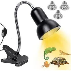 Meilleurs prix pour Lampe chauffante avec 3 ampoules de 50 W lampe pour terrarium avec pince pivotante à 360° adaptée aux tortues serpents etc