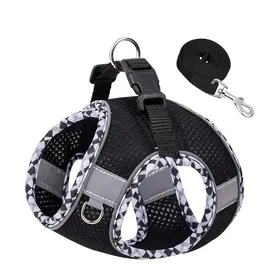 Comparer les prix de Petit Harnais anti-traction pour chiens de petite et moyenne taille harnais réglable avec laisse pour la marche la course et len