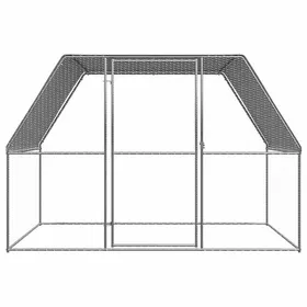 Comparer les prix de &Mode Enclos Maison poules - Poulailler argenté et gris 3x2x2 m acier galvanisé Sale961265