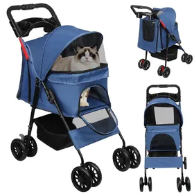 Meilleurs prix pour SUPFINE Poussette pour Chien et Chat avec Fonction Pliante pour Chiens et Chats de Taille Petite/Moyenne 34 × 61 × 99 cm Bleu