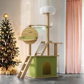 Comparer les prix de Arbre À Chat De 150 Cm,Tour À Chat,Arbre À Chat Pour Chats D'Intérieur Avec Niche,Capsule Spatiale Transparente,Plate-Forme De Sau