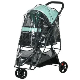 Comparer les prix de Poussette pour Chien Poussette Pliable avec Housse Pluie et 2 Porte-Gobelets - Transport Facile et Sécurisé - Noir/Ver