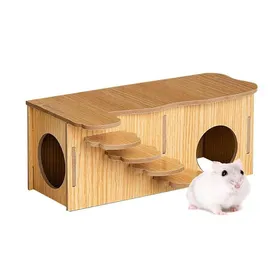 Meilleurs prix pour Maison Hamster Bois - 1 pièce Maison Hamster Cochon dInde 27x14x10.5cm - Pour Manger/Dormir/Jouer QIEDOVIEY