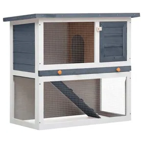 Meilleurs prix pour Clapier dextérieur - vidaXL - 1 porte - Gris - Bois - 90x45x80 cm