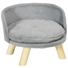 Meilleurs prix pour Panier Pour Chien/chat Gris 40.5x40.5x33cm Canapé Avec Coussin Et Pieds Bois Antidérapants - Confort Intérieur
