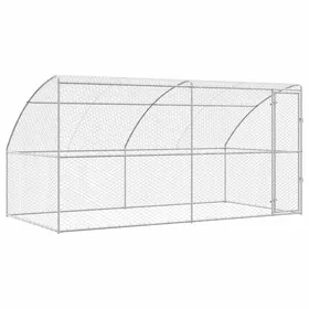 Meilleurs prix pour Chenil en acier galvanisé - vidaXL - Argenté - 400x200x200 cm - Système de loquet verrouillable - Toit en maille