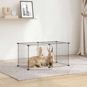 Comparer les prix de Automne/hiver Extérieur cage - montage simple - Cage animaux de compagnie à 8 panneaux et porte Noir 35x35cm DEC4243541