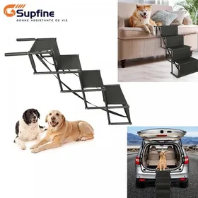 Meilleurs prix pour SUPFINE Escalier pour Animaux pour Tous Types de Voitures Portable Pliable Escalier pour Chien 139 X 45 X 56-76cm