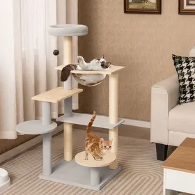 Meilleurs prix pour GOPLUS Arbre à Chat, Tour à Chats avec Plateformes de Saut, Capsule Spatiale, Tour d’Activité en Peluche avec Poteau à Gratter