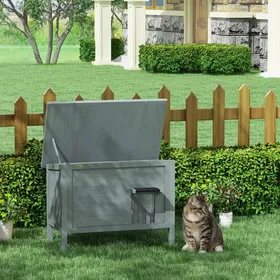 Comparer les prix de Maison pour chats niche dextérieur en bois surélevée avec toit ouvrable isolée  85 x 50 x 685 cm gris foncé et noir