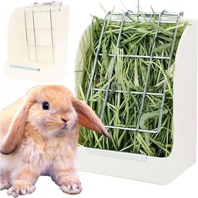 Meilleurs prix pour Râtelier Foin avec Plateforme Blanc Plastique et Métal pour Lapin et Cochon dInde Durable et Non Toxique ENEVAOCT
