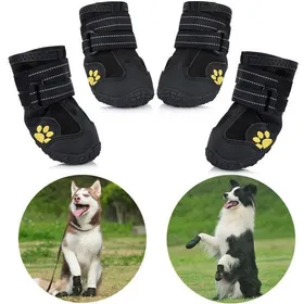 Meilleurs prix pour Bottes pour chien de protection Lot de 4 étanche Chaussures de chien pour chiens de taille moyenne et grande Noir（5）