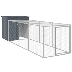 Comparer les prix de SALE 2025Petit enclos Maison poules MOOD - Poulailler avec cour - anthracite 110x405x110 cm acier galvanisé Chill164095
