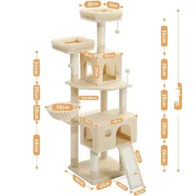 Meilleurs prix pour Grand Arbre à Chats Design Multi-Niveaux à 5 Couches Construction en Bois Solide AMT0181BG XL