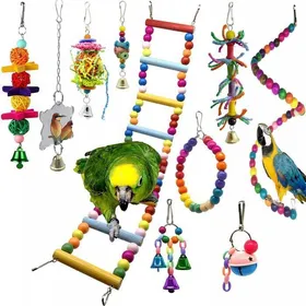 Meilleurs prix pour Lot de 10 jouets pour oiseaux échelle et cloche décorative accessoires pour cages à oiseaux parfaits pour perruches YYV