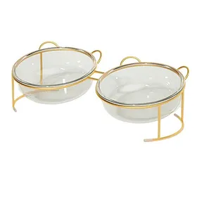 Meilleurs prix pour Gamelles surélevées en verre pour chat ou petit chien avec support en métal surélevé et antidérapant pour plats deau YYV
