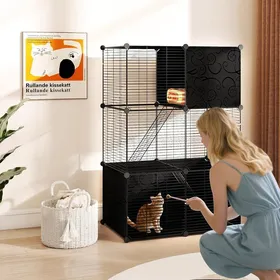 Meilleurs prix pour GIANTEX Cage pour Chat Interieur Enclos Chat en Fil Métallique Modulable Montage Personnalisé(74x47x110 CM)