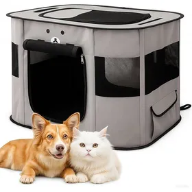 Comparer les prix de Parc pour Chien Pliable Gris Cendré XL – Enclos Portable Chiot Chat Lapin Tente Respirante avec Sac de Transport – Voyage CLAPIER