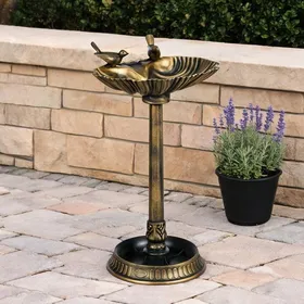 Comparer les prix de Abreuvoir pour oiseaux sauvages en plastique effet bronze 2 vasques H81 cm