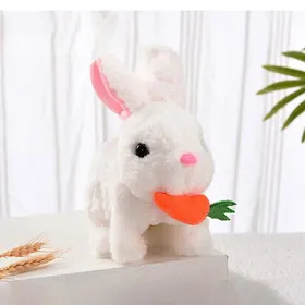 Comparer les prix de Lapin Jouet électronique interactif pour animaux de compagnie Le lapin marche et couine, jouet en peluche de Pâques Lapin en