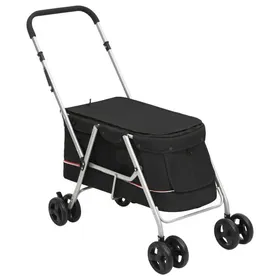 Meilleurs prix pour Chariot à Vélo BDM - Poussette pour chien pliante Noir 100x49x96 cm Tissu de lin DECO J9699567