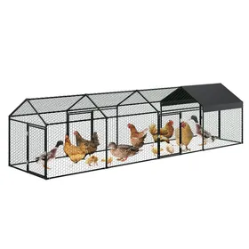 Meilleurs prix pour Grand Poulailler Métallique en Acier Galvanisé Toit Imperméable + Anti-UV Parc Grillagé Portable pour Poules Lapins 4x1x1m-Noir