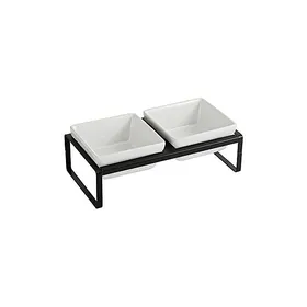 Meilleurs prix pour Gamelle Chat Gamelle Chien Gamelle Chat surélevée avec Support - Bol Chat pour Chaton et Chiot - Double Bols en Ceramique Anti