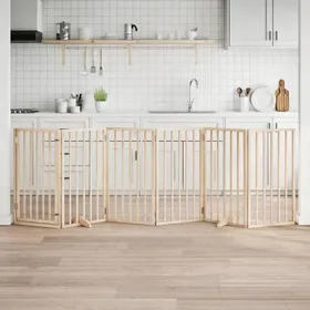 Comparer les prix de Barrière pour chien - vidaXL - Bois de peuplier - Porte pliable - 6 panneaux - 300 cm