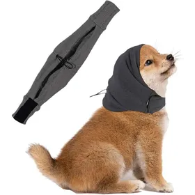 Meilleurs prix pour Cache-oreilles petit chien snood calme bruit. Chauffe-cou/oreilles auto-adhésif réglable. Réchauffement cou. Gris S. .