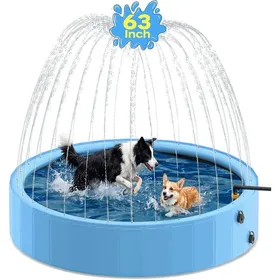Comparer les prix de Piscine Chien De 160X30Cm Avec ArroseurPiscines Pliable Pour Chiens De Grande Taille2-In-1 Antidérapante Piscine Pour Chie[IN26]