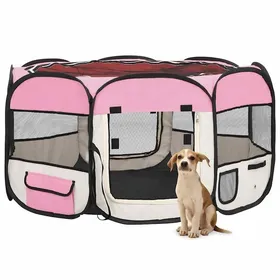 Comparer les prix de Rose Parc pliable pour chiens avec sac de transport Rose 125x125x61cm A1571