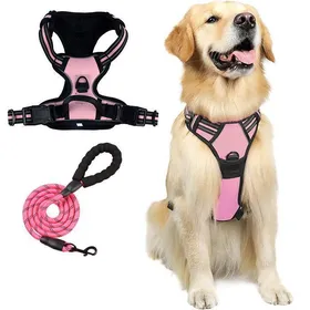Meilleurs prix pour Laisse pour chien réfléchissante anti-traction avec harnais intégré en polyester rose taille M