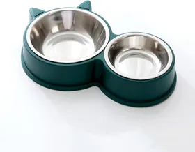 Comparer les prix de Gamelle pour Chat Gamelles Doubles Gamelle Chat en Acier Inoxydable Ensemble Mangeoirs et Abreuvoirs (Vert)
