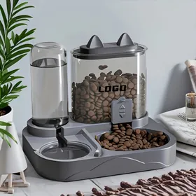 Comparer les prix de Distributeur automatique nourriture et eau pour chat chien gris PE gamelle double 21 5×17×19 5 cm