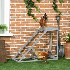 Comparer les prix de Perchoir en bois pour poule aire de jeux en bois pour poules avec balançoire échelle plateforme 96 x 40 x 71 cm gris