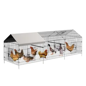 Meilleurs prix pour Cage à Volaille Marchable avec Bâche Imperméable & Anti-UV – Cabane Extérieure Portable pour Poules Canards Lapins –3，3x 1 x1 m