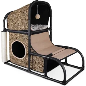 Comparer les prix de Arbre À Chat Arbre A Chat Design Niche Chat Extérieur Interieur Cabane Chat Avec Litiere Intégrée Griffoir Tour Poteaux À