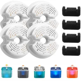 Comparer les prix de Kit de filtres pour fontaine à eau pour chats - 4 filtres et 4 éponges - Filtration multiple - Pour fontaines à eau modèle F2