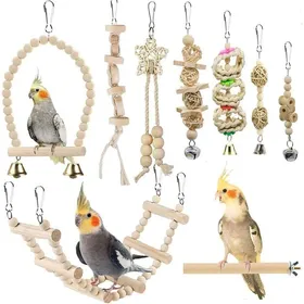 Comparer les prix de Jouets pour oiseaux - Accessoires pour cage à oiseaux - Balançoire à mâcher - Hamac à suspendre - Hamac descalade