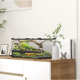 Meilleurs prix pour Terrarium En Verre Pour Reptiles Noir Vivarium Ventile FloraGrace Pour Reptiles Et Amphibiens Sans Montage 50x30x25cm