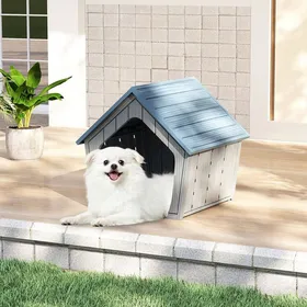 Comparer les prix de GIANTEX Niche pour Chien Exterieur/Interieur Base Surélevée Résistante à lEau 595 x 57 x 58cm Bleu et Gris
