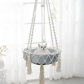 Comparer les prix de Hamac pour chat lit balançoire en coton à suspendre hamac de fenêtre pour chat lit tricoté nid de chat suspendu BALANCOIRE