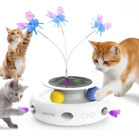 Comparer les prix de AIMIUVEI Jouet pour Chat - Jouet Interactif électrique 3 en 1 pour Chats  Papillon Flottant/ Balle Incluse Rechargeable par USB