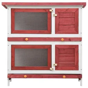 Meilleurs prix pour Rouge Abri poules/animaux - SARAZYJ - Clapier dextérieur - 4 portes Rouge Bois Hot75817290