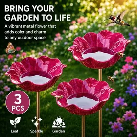 Meilleurs prix pour Bain dOiseaux Extérieur 3PCS Vasque de Jardin sur Pied Abreuvoir et Mangeoire Oiseaux Décoration Terrasse Jardin